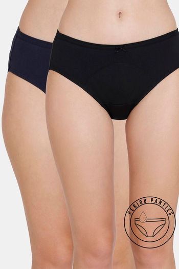 Buy Lavos Medium Rise Full Coverage Hipster Period Panty (Pack of 2) - Multicolor